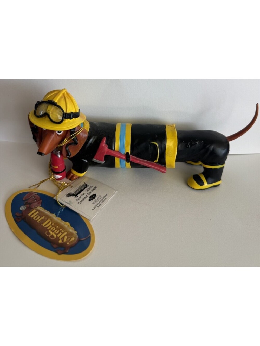 Westland Hot Diggity Dog Smoked Sausage Firefighter Dachshund #16586  2008 W/Tag